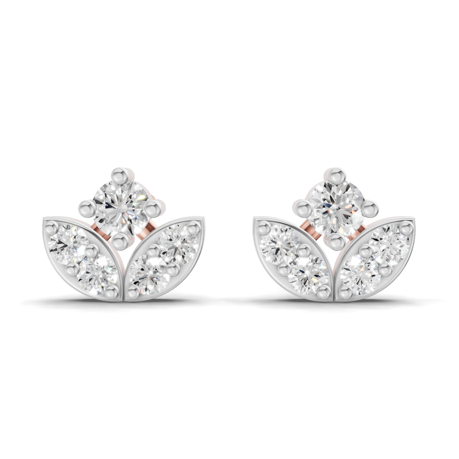 0.23 Carat Leaf Petal Stud Earrings 14K - Rose Gold