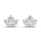 0.23 Carat Leaf Petal Stud Earrings 14K - White Gold