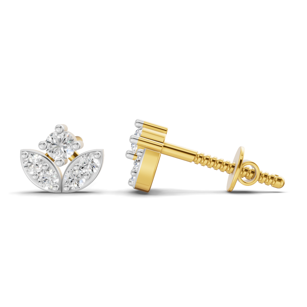 0.23 Carat Leaf Petal Stud Earrings 14K