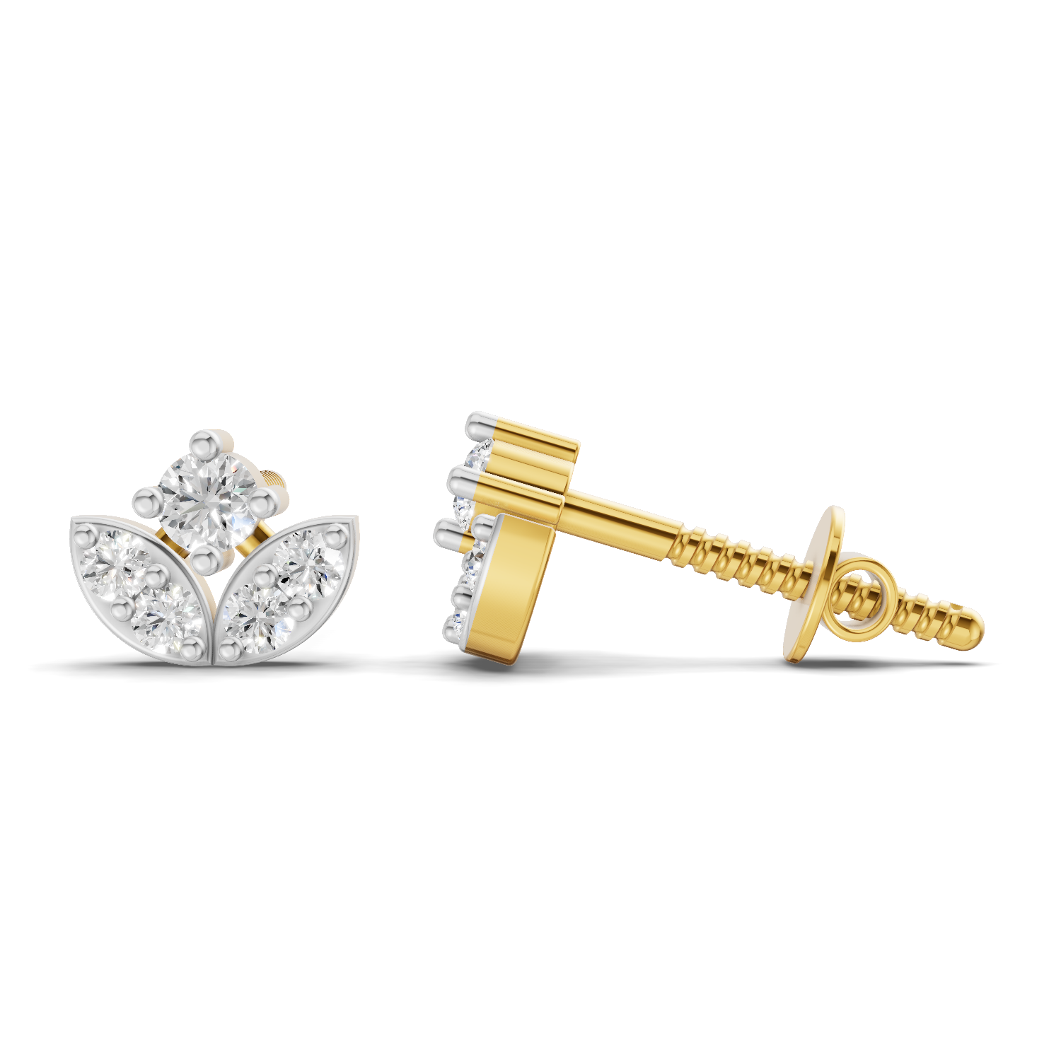 0.23 Carat Leaf Petal Stud Earrings 14K