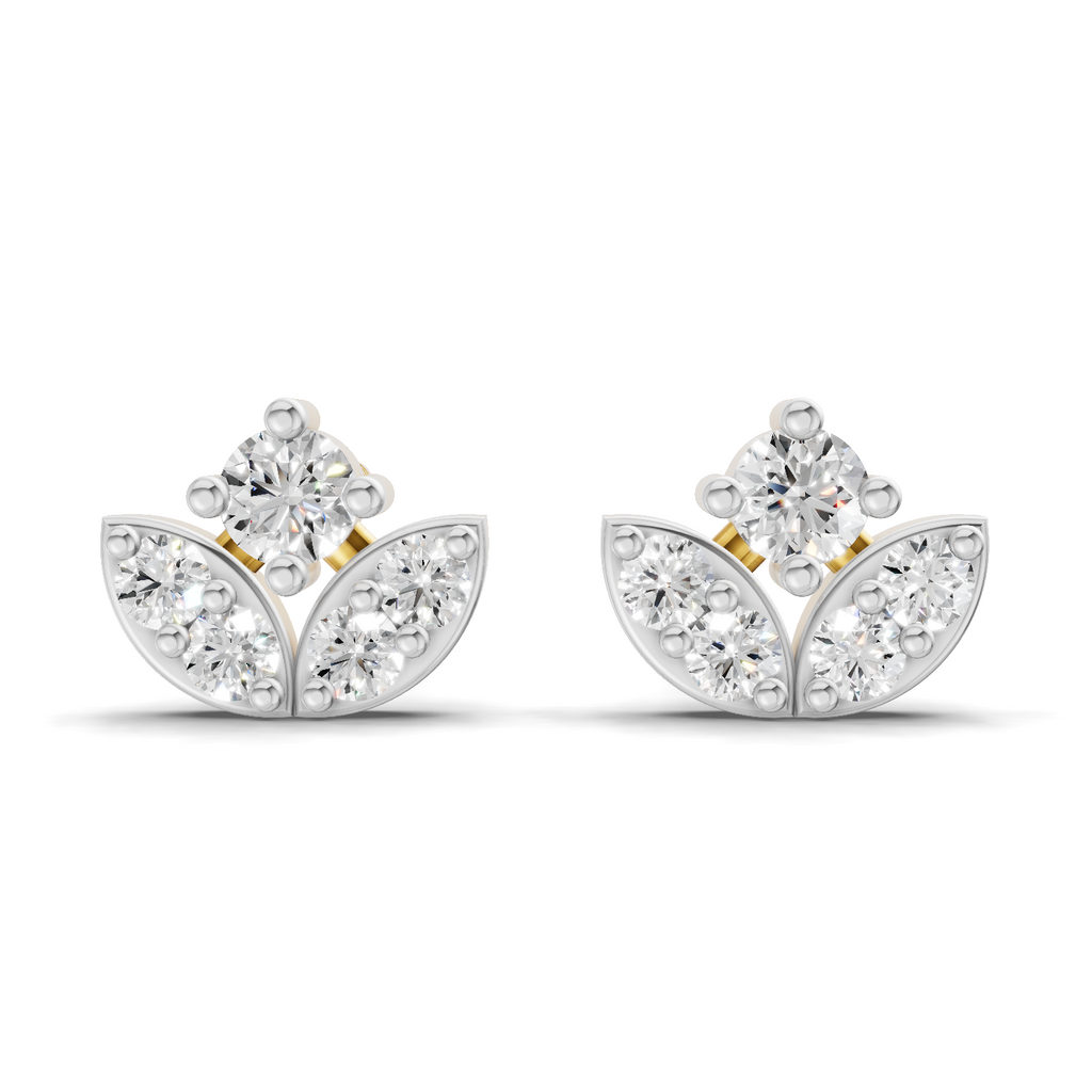 0.23 Carat Leaf Petal Stud Earrings 14K