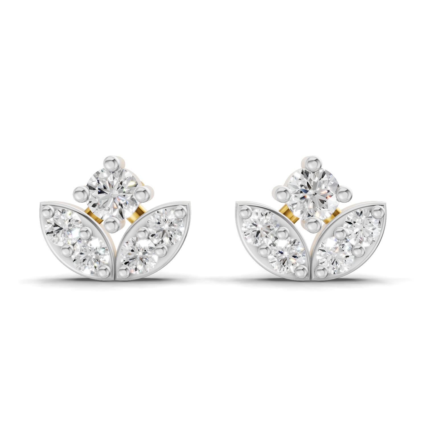 0.23 Carat Leaf Petal Stud Earrings 14K