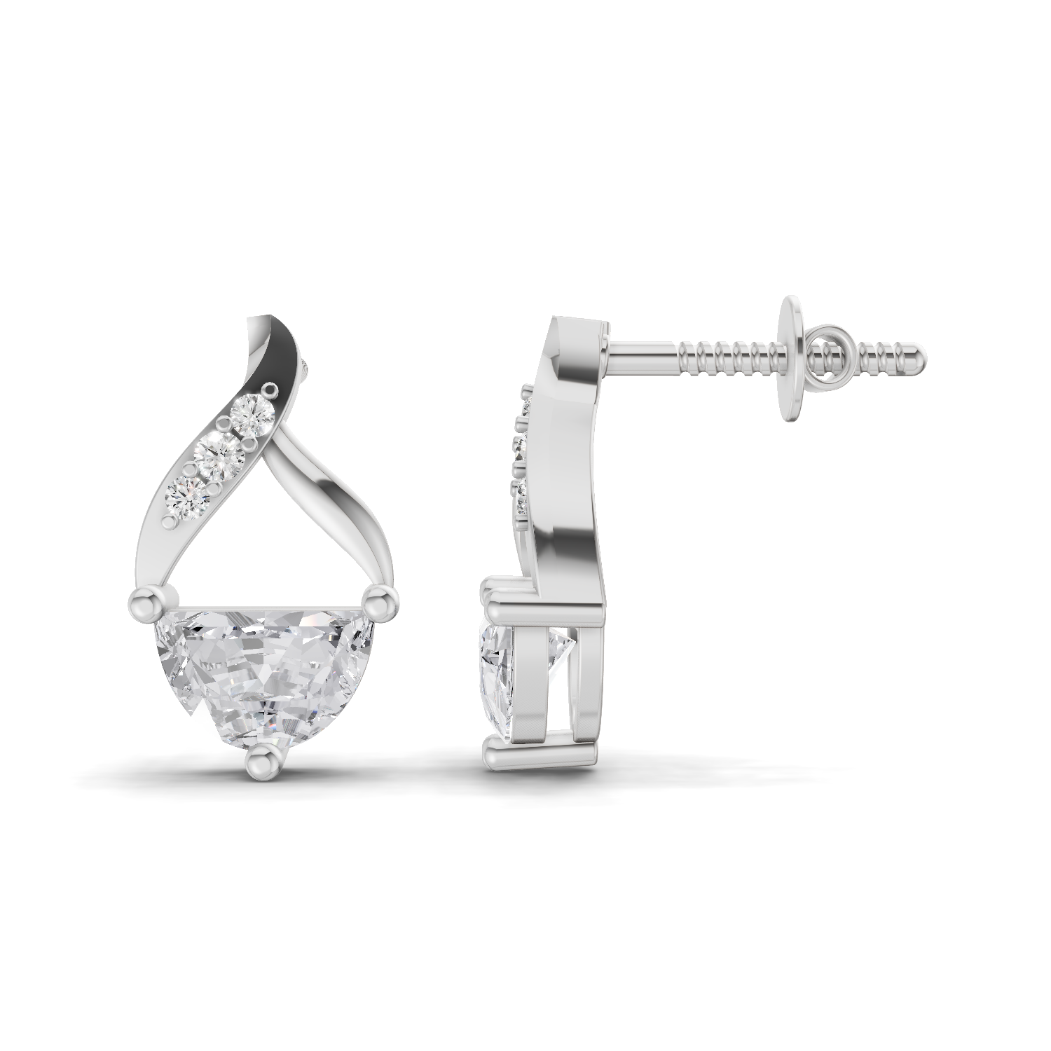 0.94 Carat Platinum And Diamond Stud Earrings 14K - White Gold