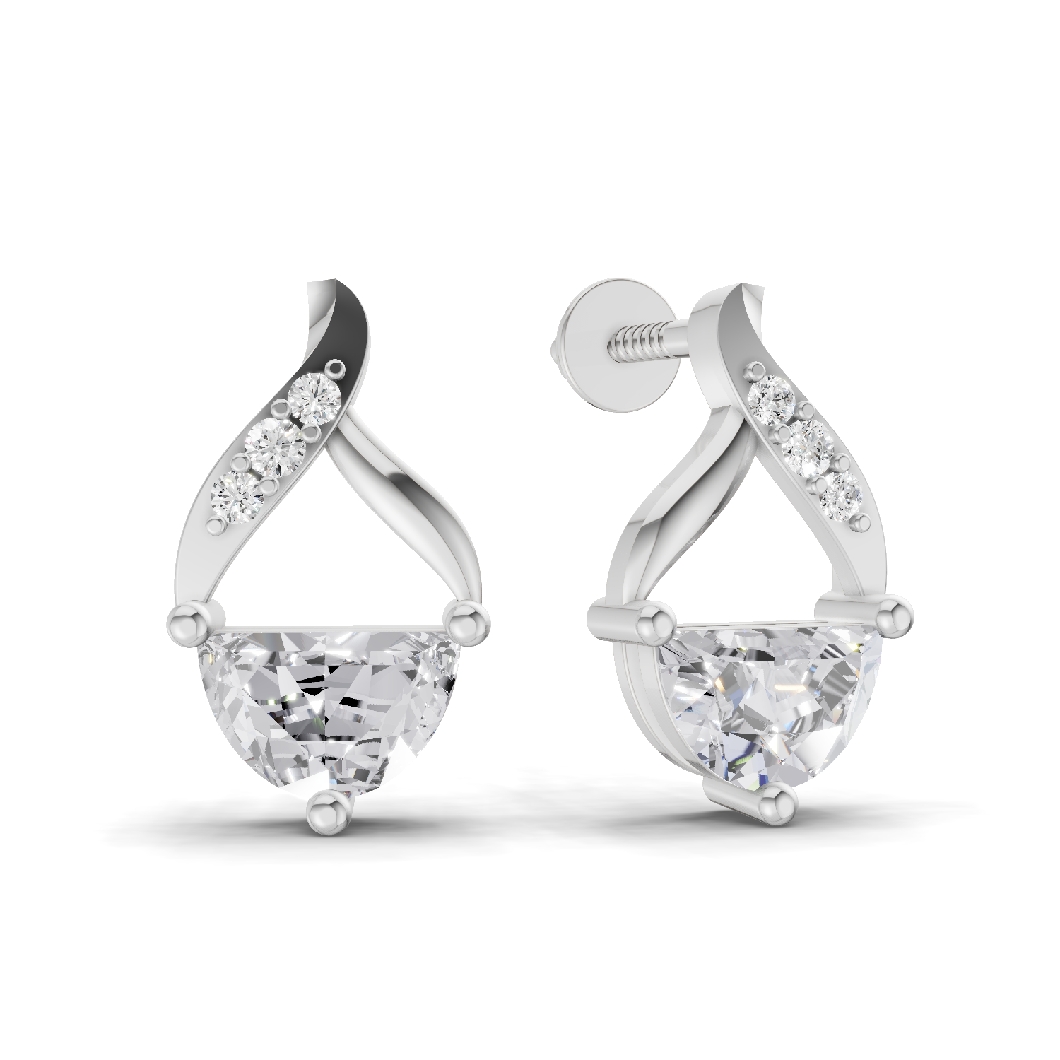 0.94 Carat Platinum And Diamond Stud Earrings 14K - White Gold