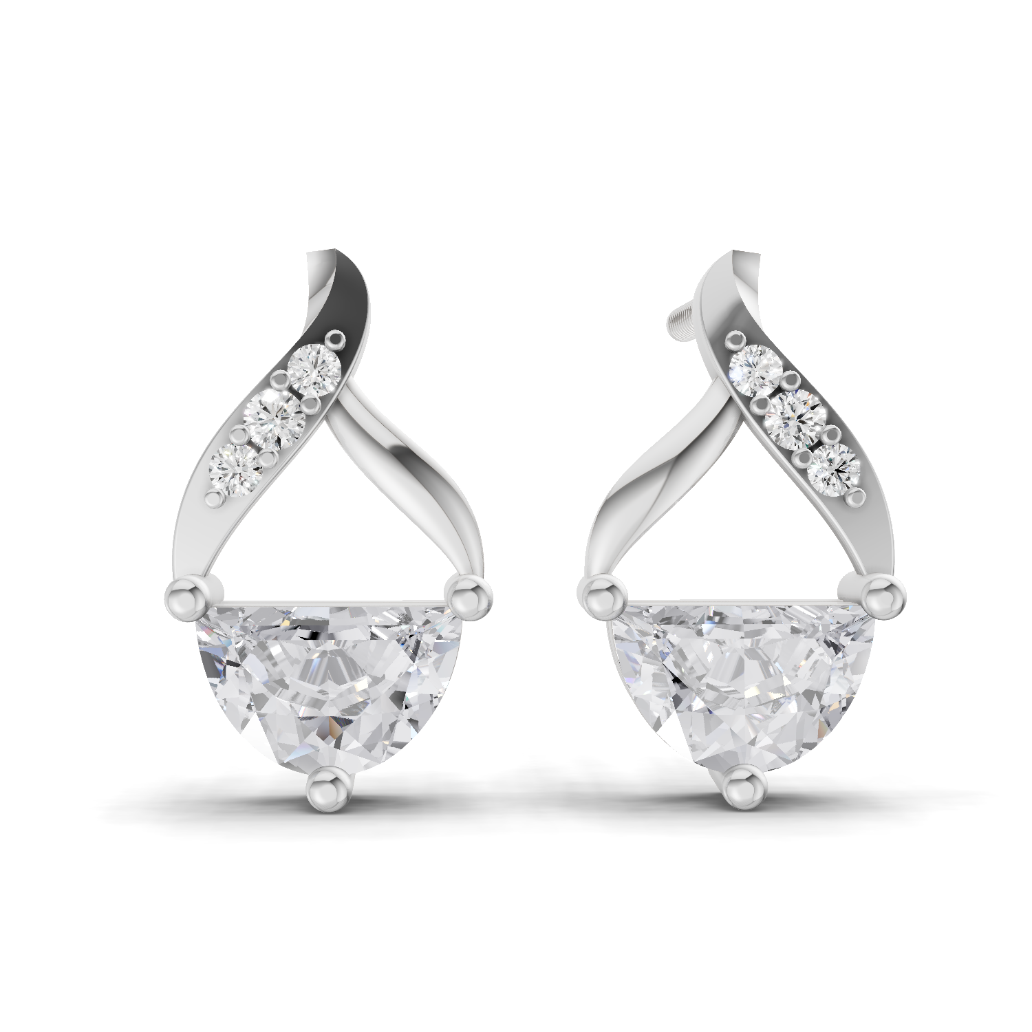 0.94 Carat Platinum And Diamond Stud Earrings 14K - White Gold