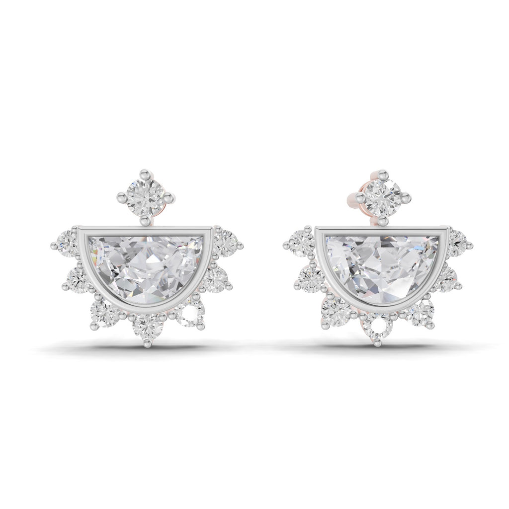 1.11 Carat Half-Moon Halo Studs Earrings 14K - Rose Gold