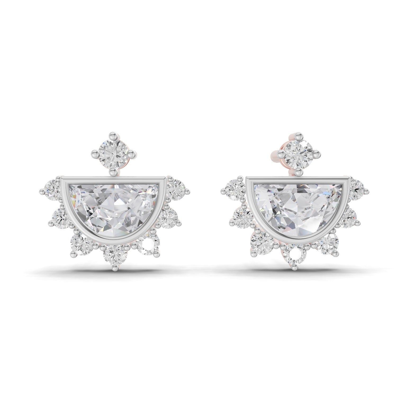 1.11 Carat Half-Moon Halo Studs Earrings 14K - Rose Gold