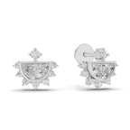 1.11 Carat Half-Moon Halo Studs Earrings 14K - White Gold