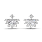 1.11 Carat Half-Moon Halo Studs Earrings 14K - White Gold