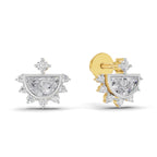 1.11 Carat Half-Moon Halo Studs Earrings 14K