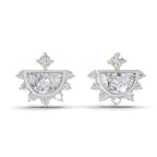 1.11 Carat Half-Moon Halo Studs Earrings 14K
