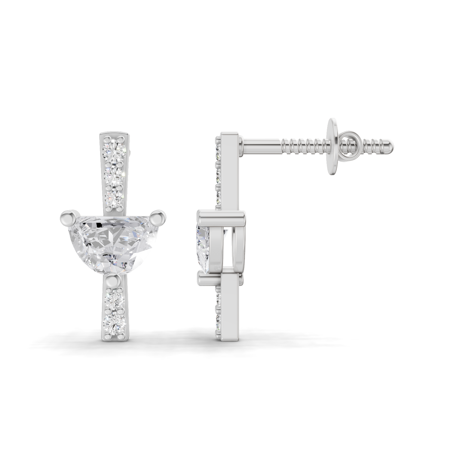 0.84 Carat Luna Drop Earrings 14K - White Gold