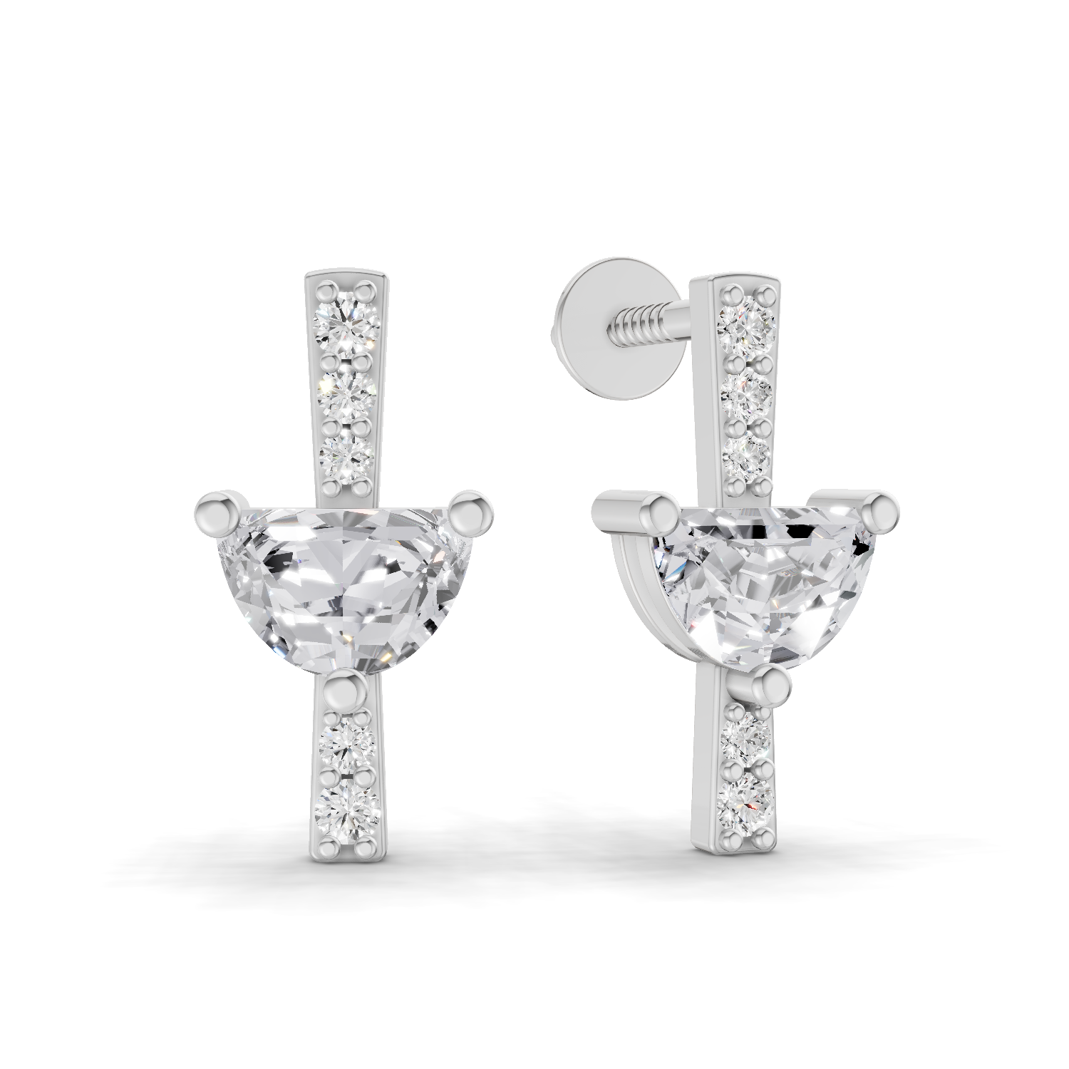 0.84 Carat Luna Drop Earrings 14K - White Gold