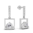 0.93 Carat Trillion Cut Halfmoon Earrings 14K - White Gold