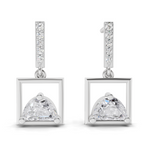 0.93 Carat Trillion Cut Halfmoon Earrings 14K - White Gold
