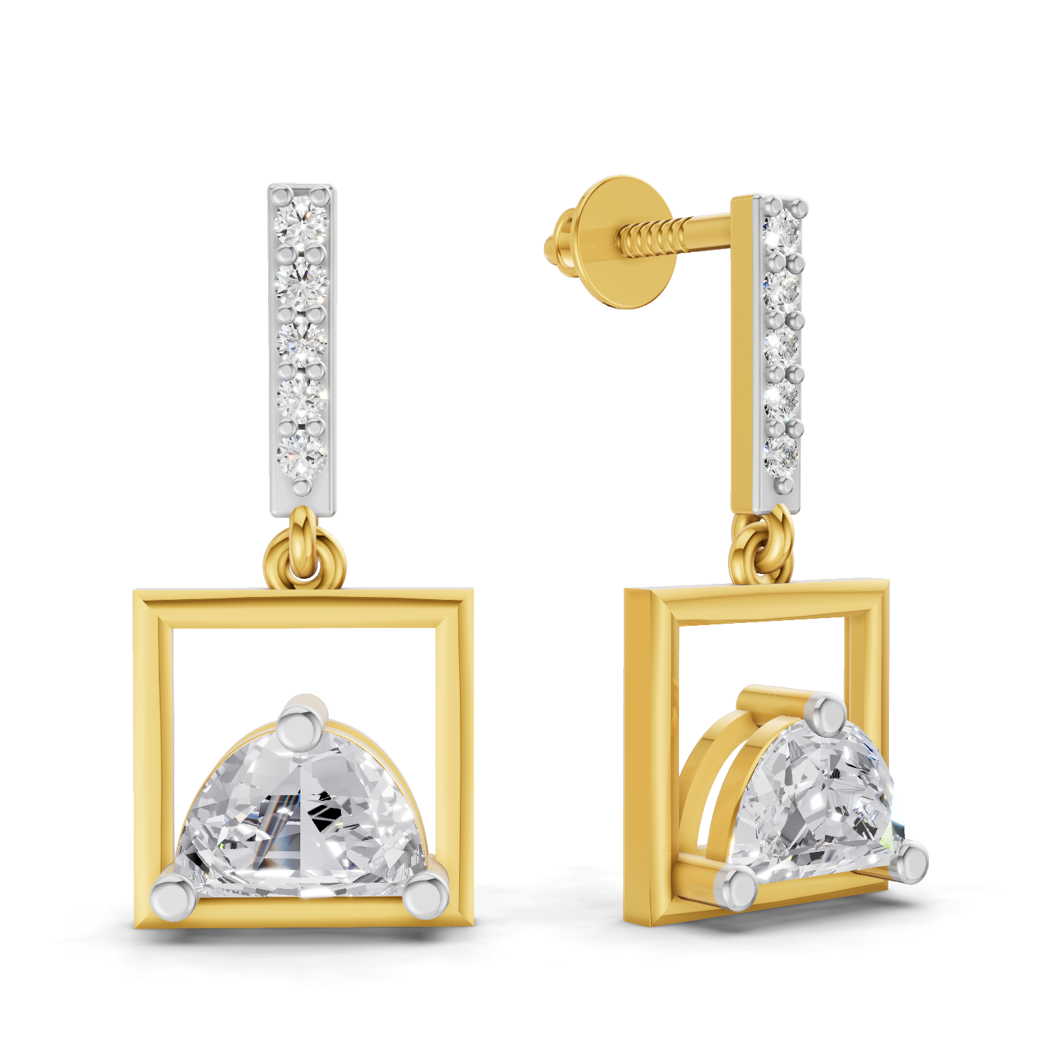 0.93 Carat Trillion Cut Halfmoon Earrings 14K