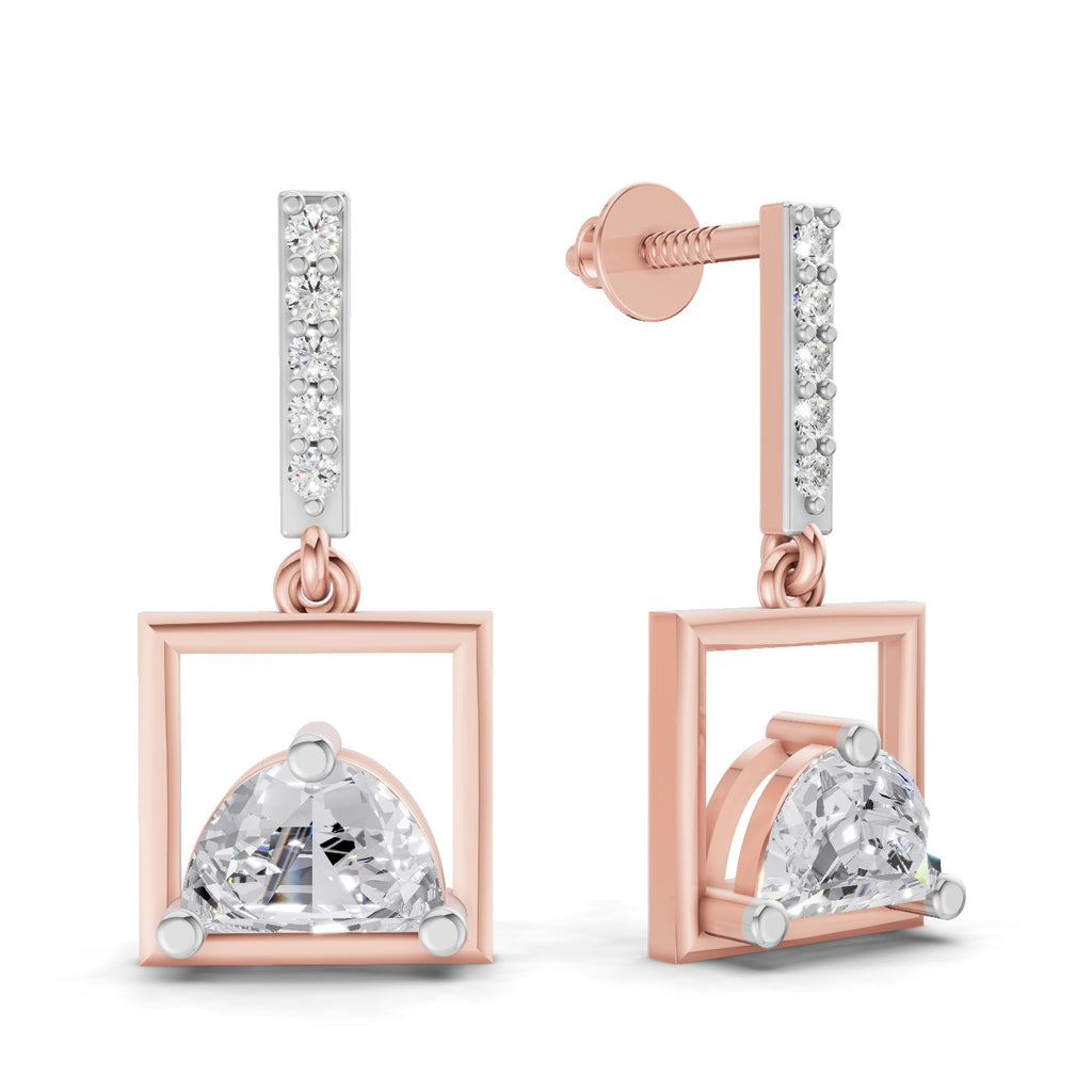 0.89 Carat Floating Dangles Earrings 14K - Rose Gold