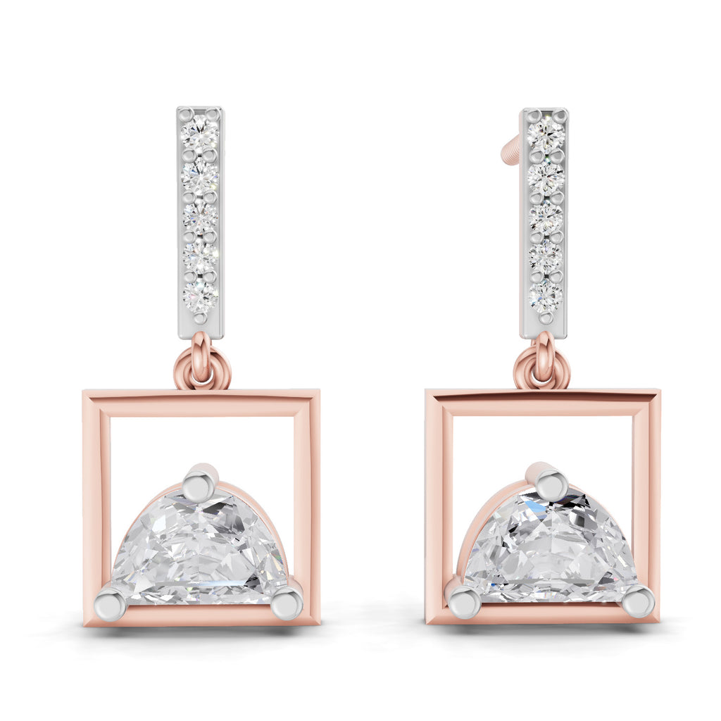 0.89 Carat Floating Dangles Earrings 14K - Rose Gold