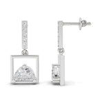 0.89 Carat Floating Dangles Earrings 14K - White Gold