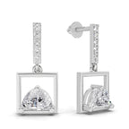 0.89 Carat Floating Dangles Earrings 14K - White Gold