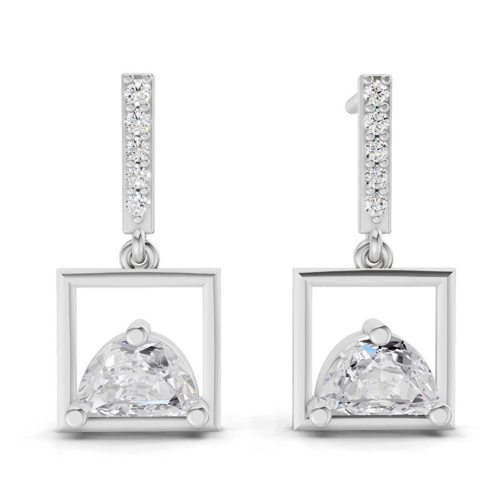 0.89 Carat Floating Dangles Earrings 14K - White Gold