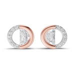 0.93 Carat Half Pave Open Circle Studs Earrings 14K - Rose Gold