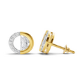 0.93 Carat Half Pave Open Circle Studs Earrings 14K