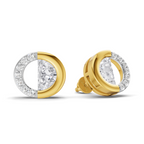 0.93 Carat Half Pave Open Circle Studs Earrings 14K