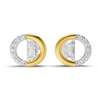 0.93 Carat Half Pave Open Circle Studs Earrings 14K