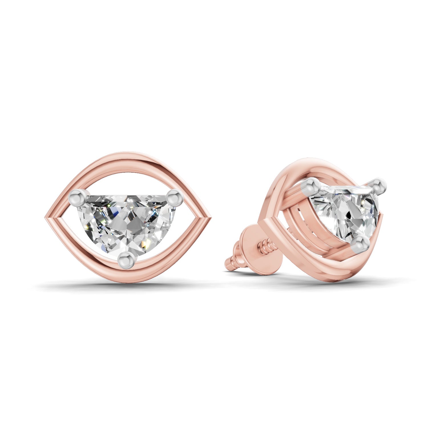 0.7 Carat Floral Earrings 14K - Rose Gold
