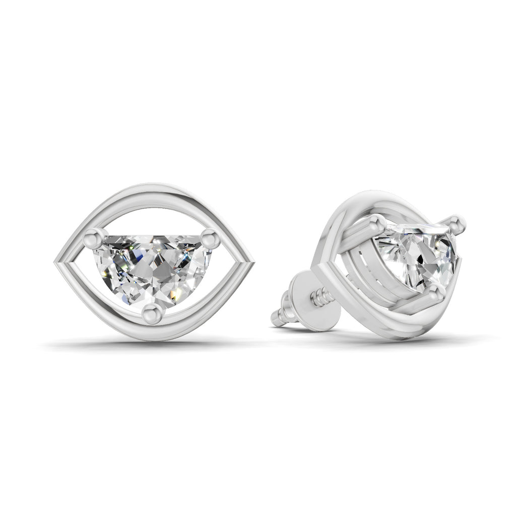 0.7 Carat Floral Earrings 14K - White Gold