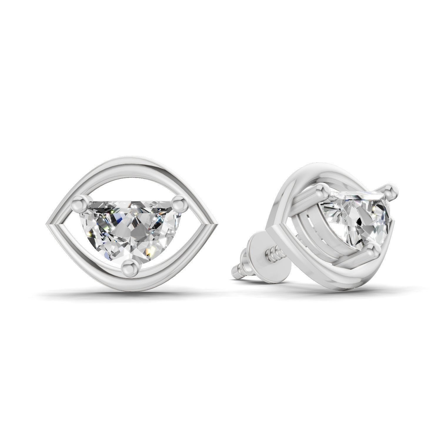 0.7 Carat Floral Earrings 14K - White Gold