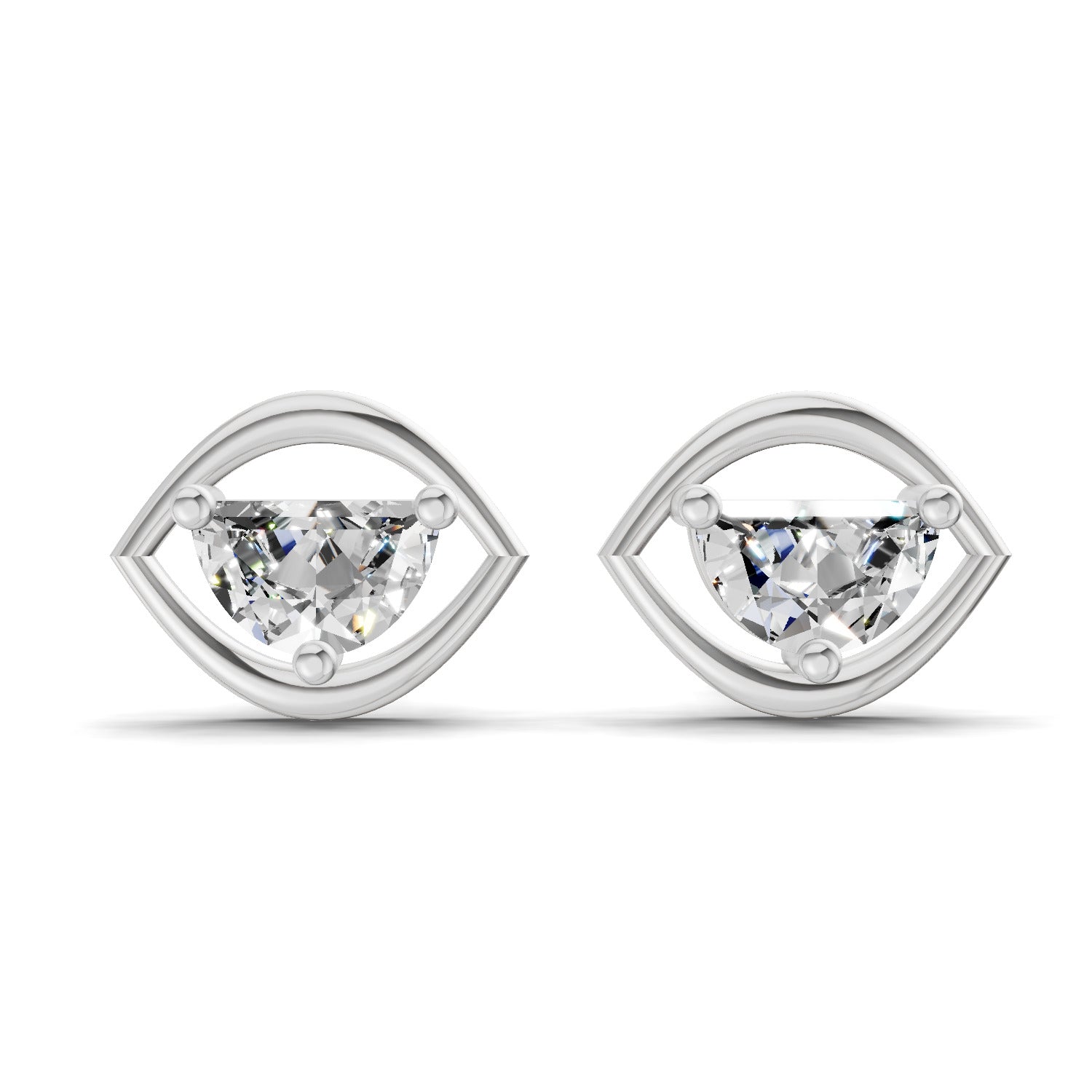 0.7 Carat Floral Earrings 14K - White Gold