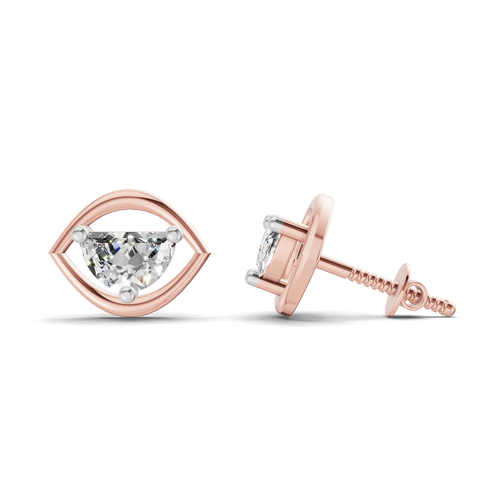 0.91 Carat Eye-Shaped Stud Earrings 14K - Rose Gold