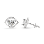 0.91 Carat Eye-Shaped Stud Earrings 14K - White Gold