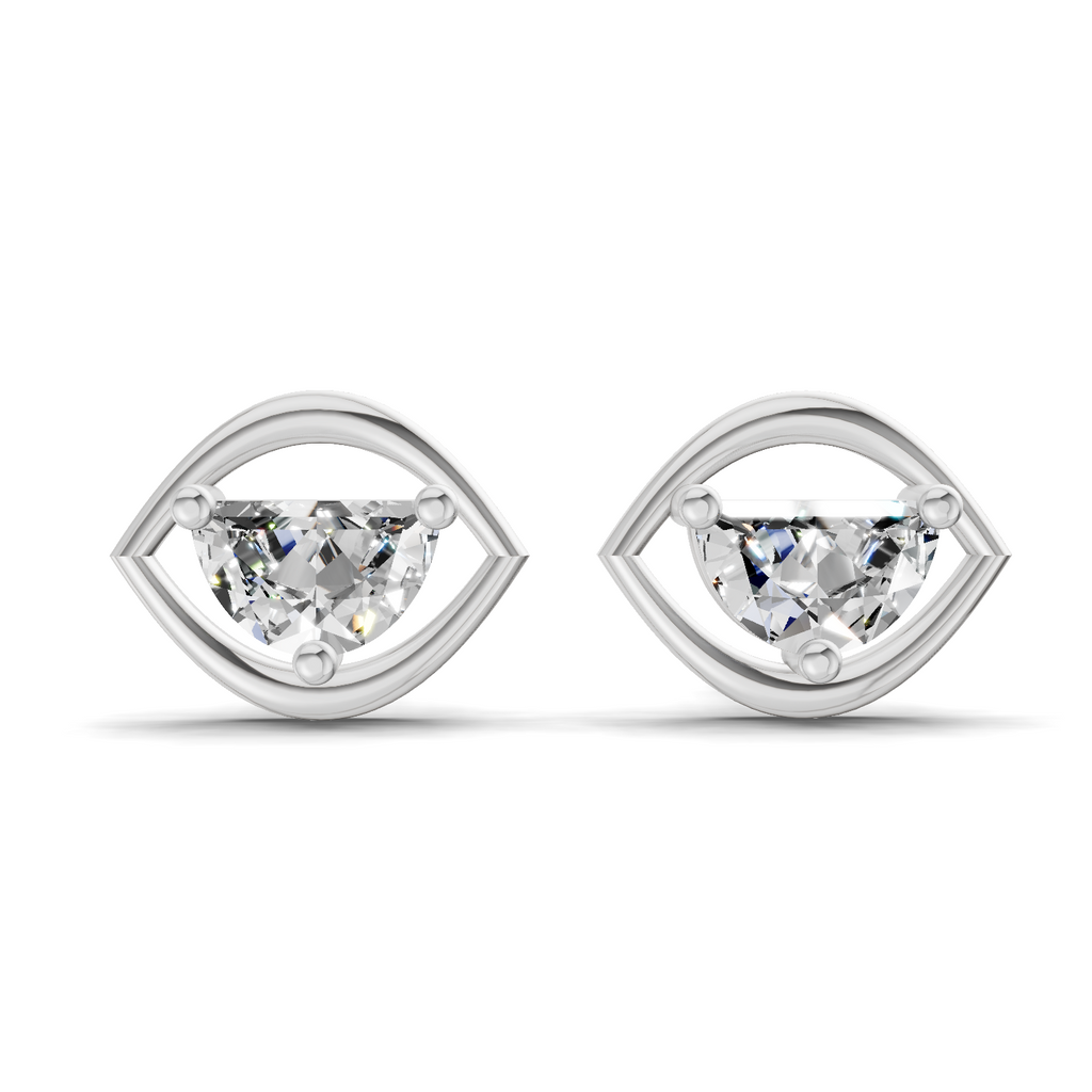 0.91 Carat Eye-Shaped Stud Earrings 14K - White Gold