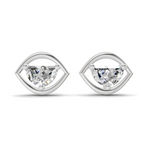 0.91 Carat Eye-Shaped Stud Earrings 14K - White Gold