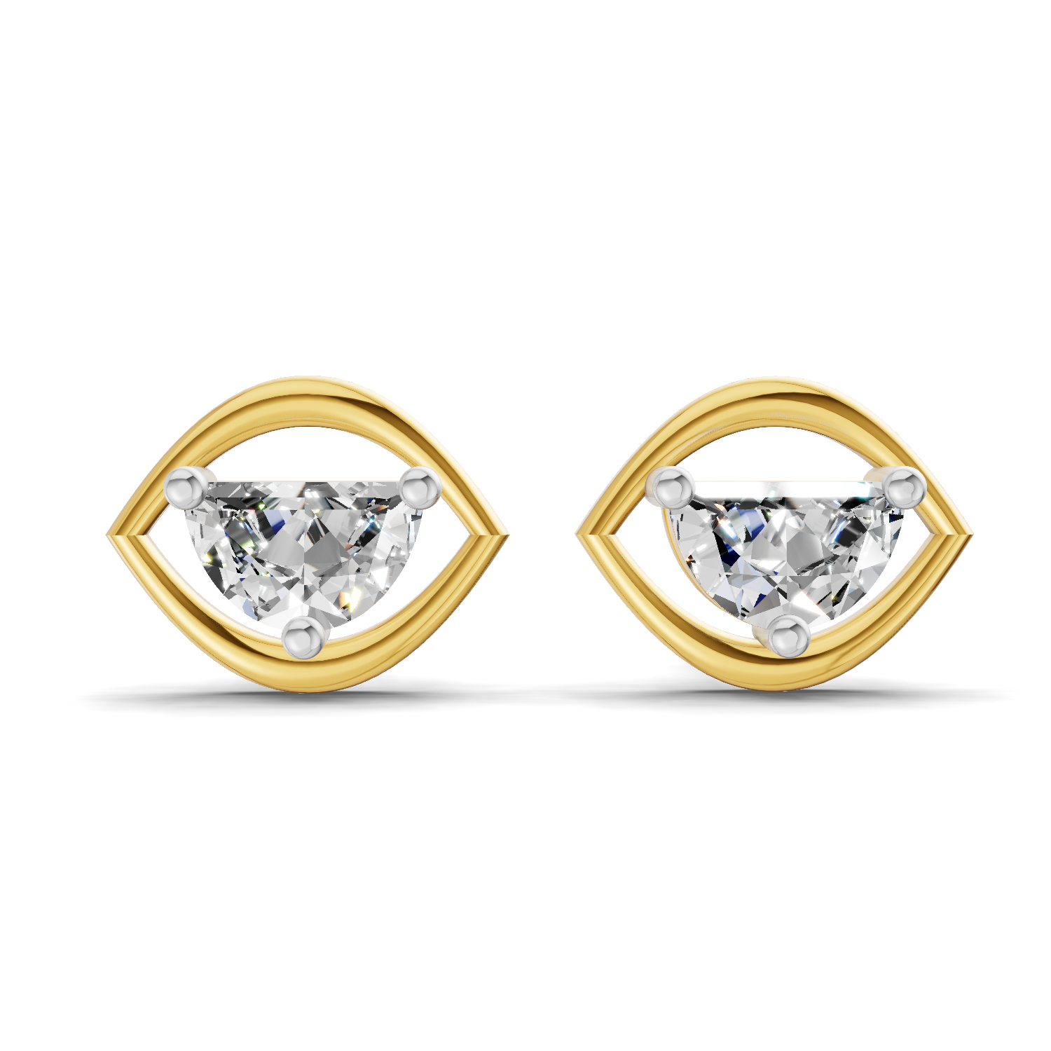0.91 Carat Eye-Shaped Stud Earrings 14K