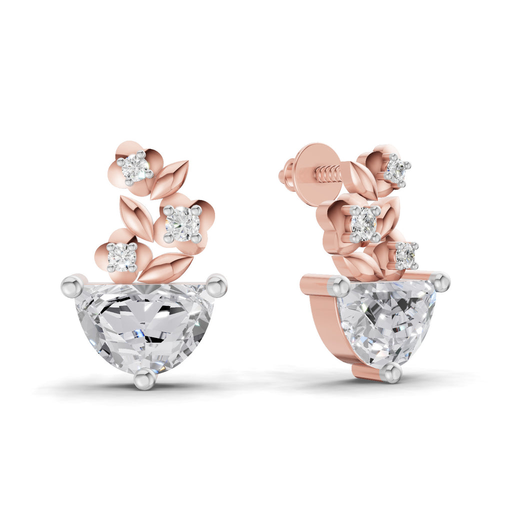 1.15 Carat Floral Trellis Earrings 14K - Rose Gold