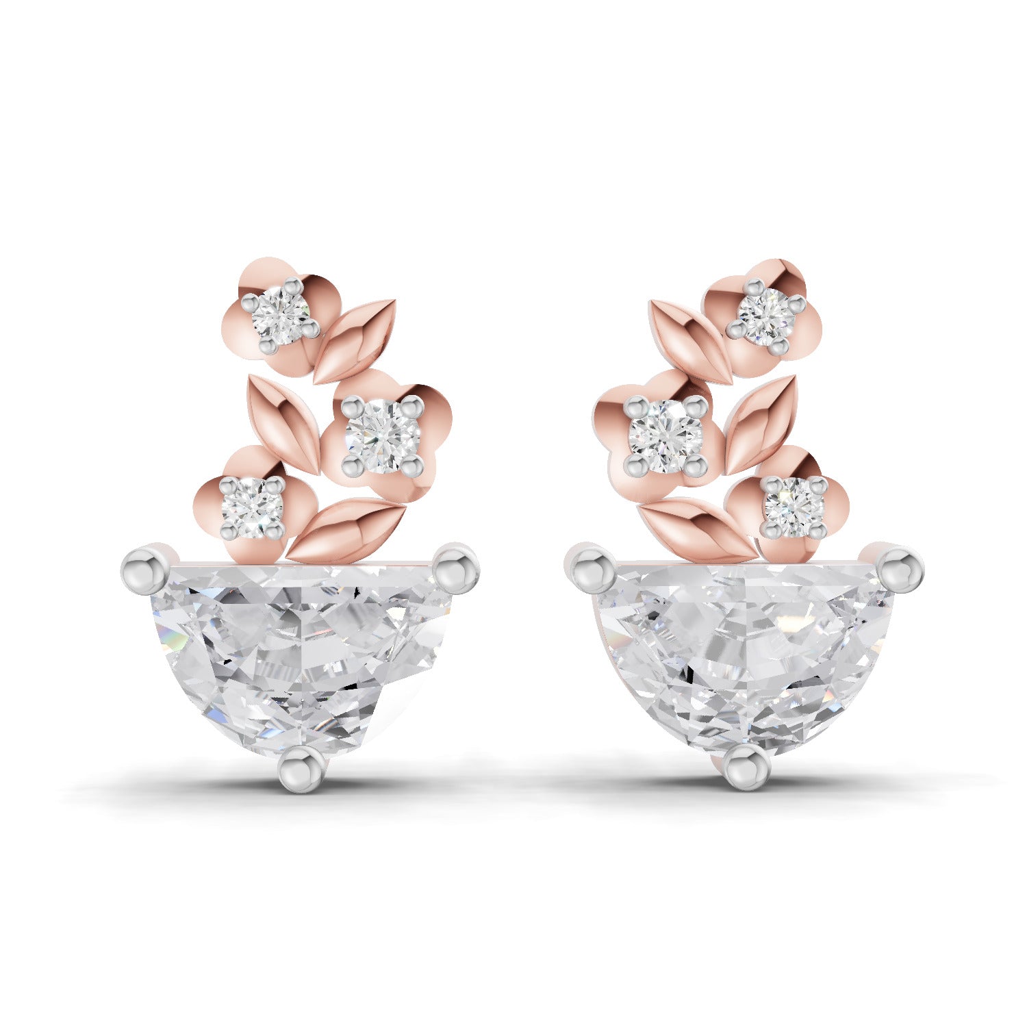 1.15 Carat Floral Trellis Earrings 14K - Rose Gold