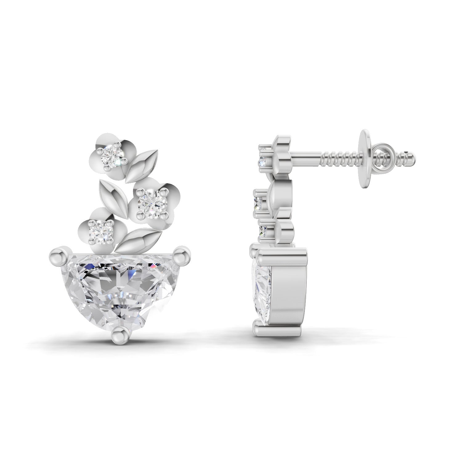 1.15 Carat Floral Trellis Earrings 14K - White Gold
