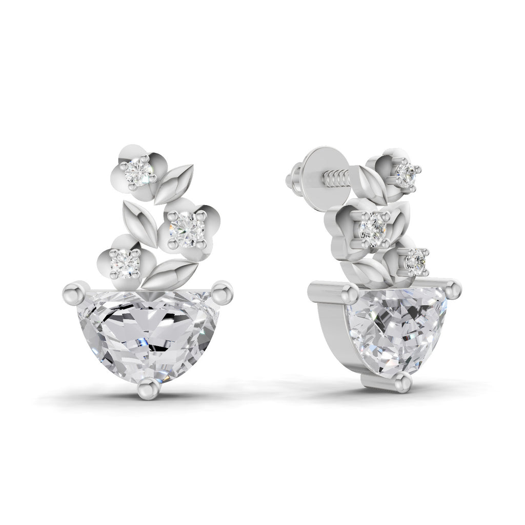 1.15 Carat Floral Trellis Earrings 14K - White Gold
