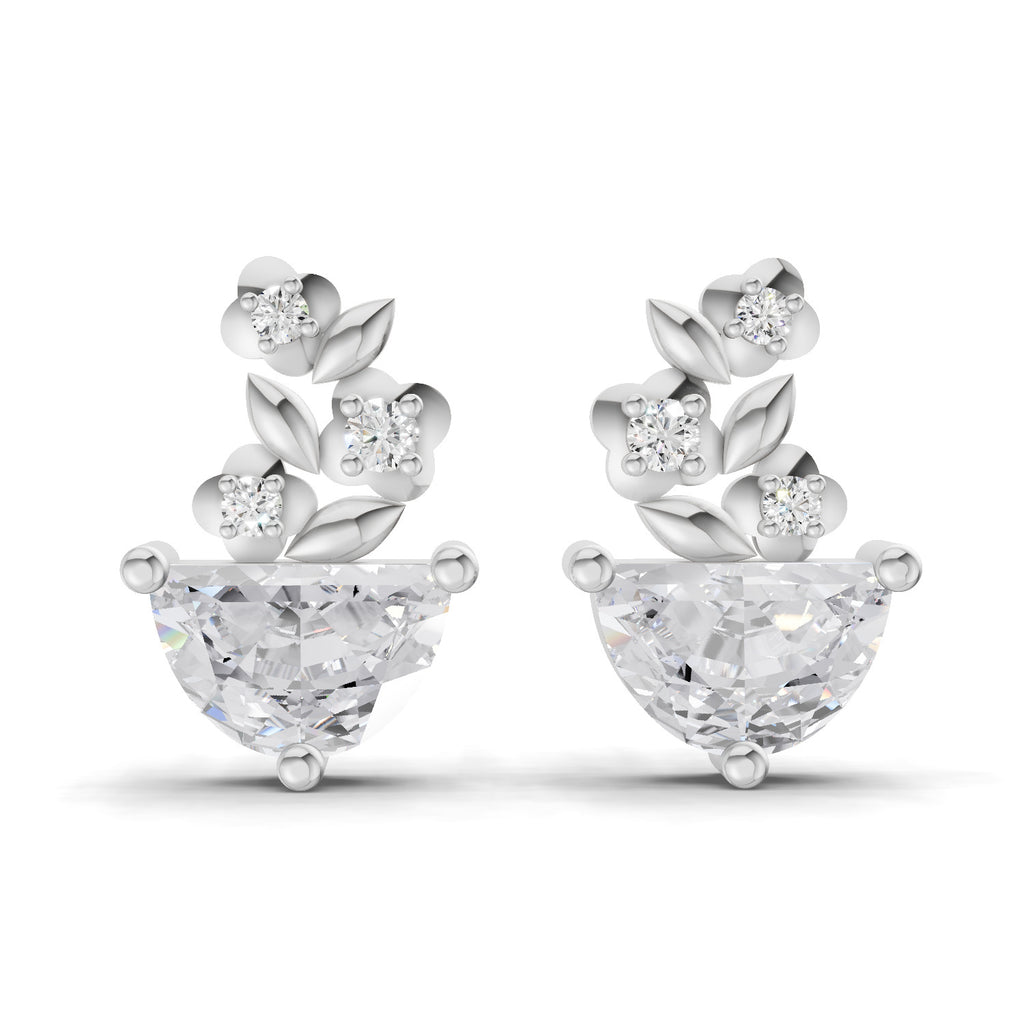 1.15 Carat Floral Trellis Earrings 14K - White Gold