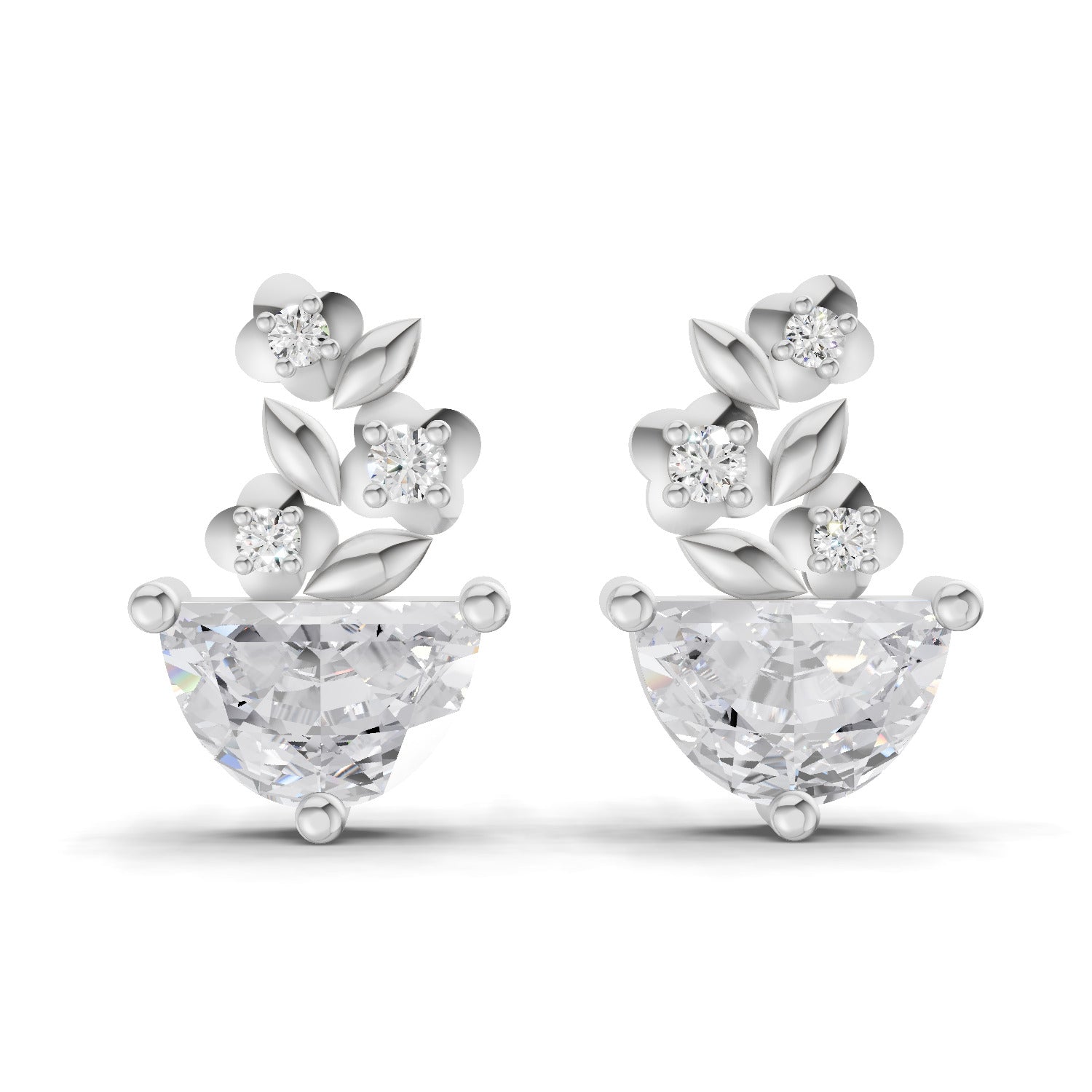 1.15 Carat Floral Trellis Earrings 14K - White Gold