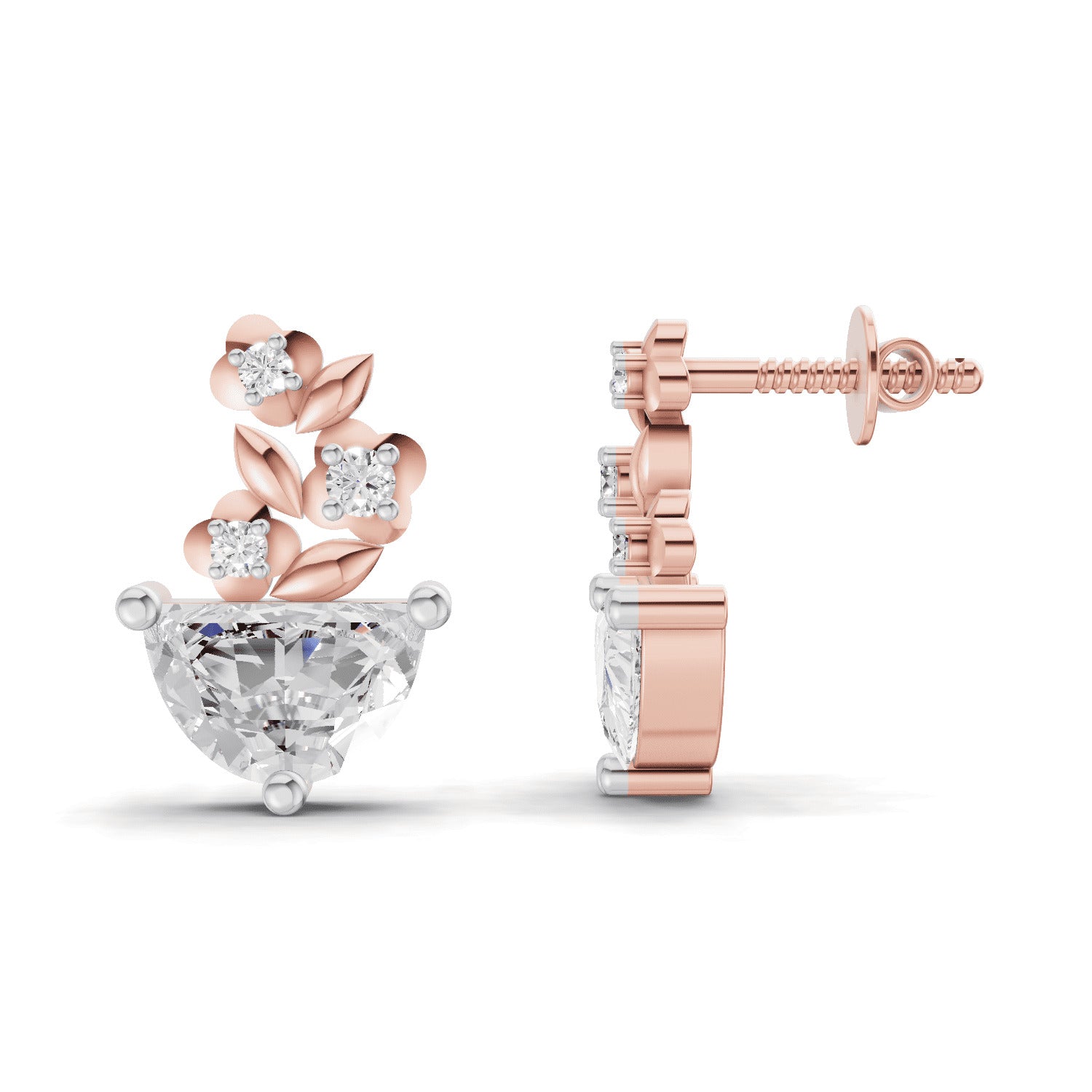 1.81 Carat Floral Trellis Earrings 14K - Rose Gold