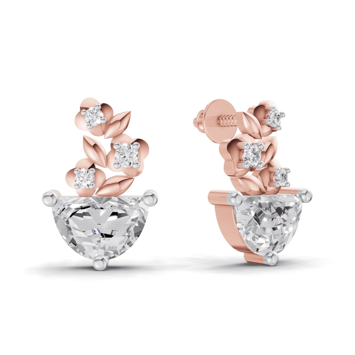 1.81 Carat Floral Trellis Earrings 14K - Rose Gold