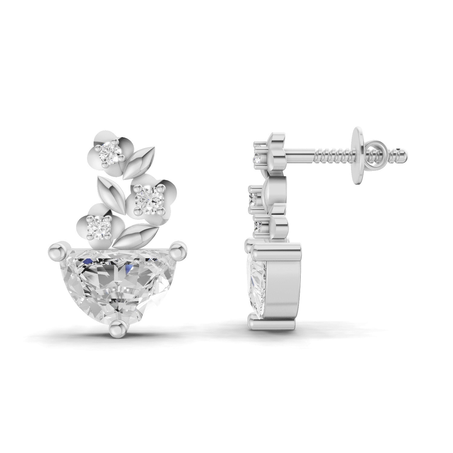1.81 Carat Floral Trellis Earrings 14K - White Gold