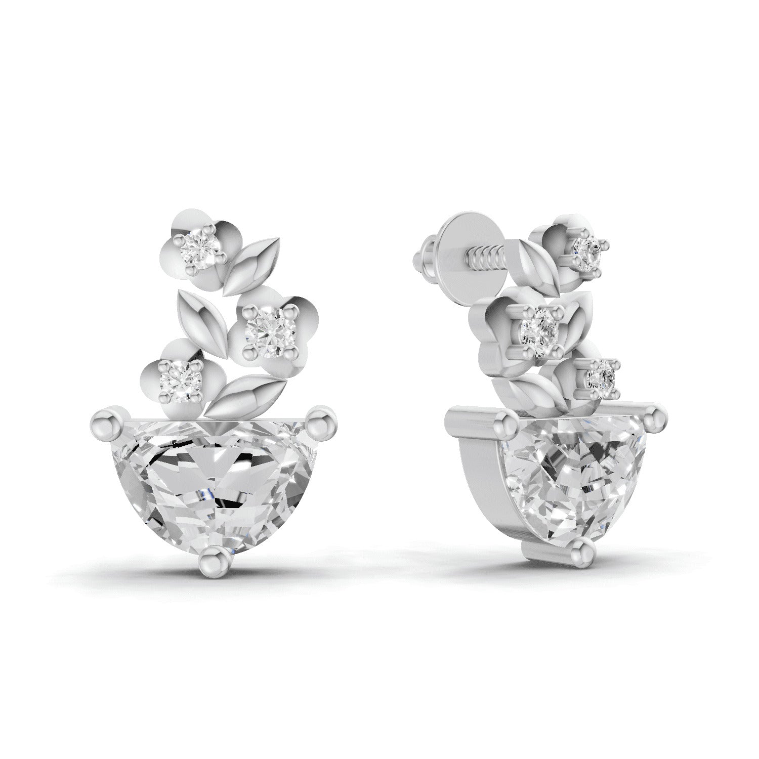1.81 Carat Floral Trellis Earrings 14K - White Gold