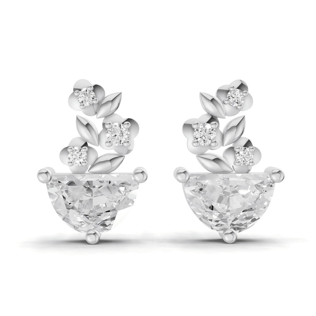 1.81 Carat Floral Trellis Earrings 14K - White Gold