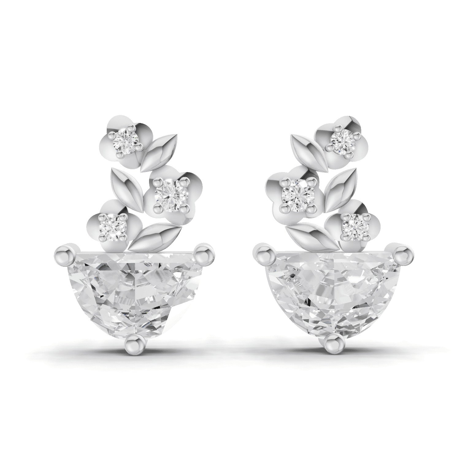 1.81 Carat Floral Trellis Earrings 14K - White Gold